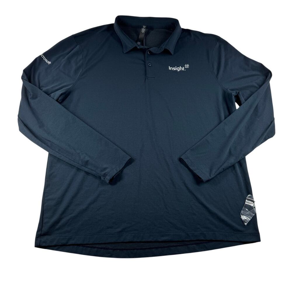 lululemon Evolution Polo Shirt Mens XXL Long Sleeve Navy Blue Corporate Logo